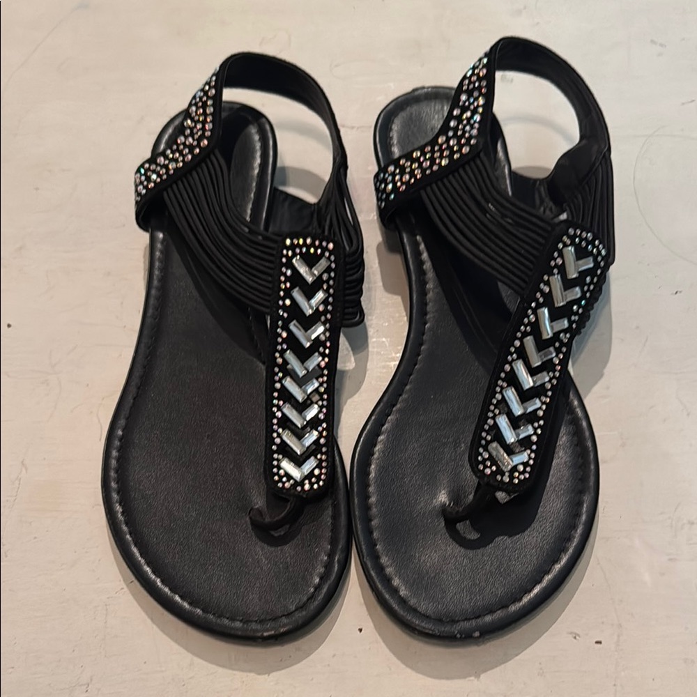Elegant Black Beaded Women's Sandals